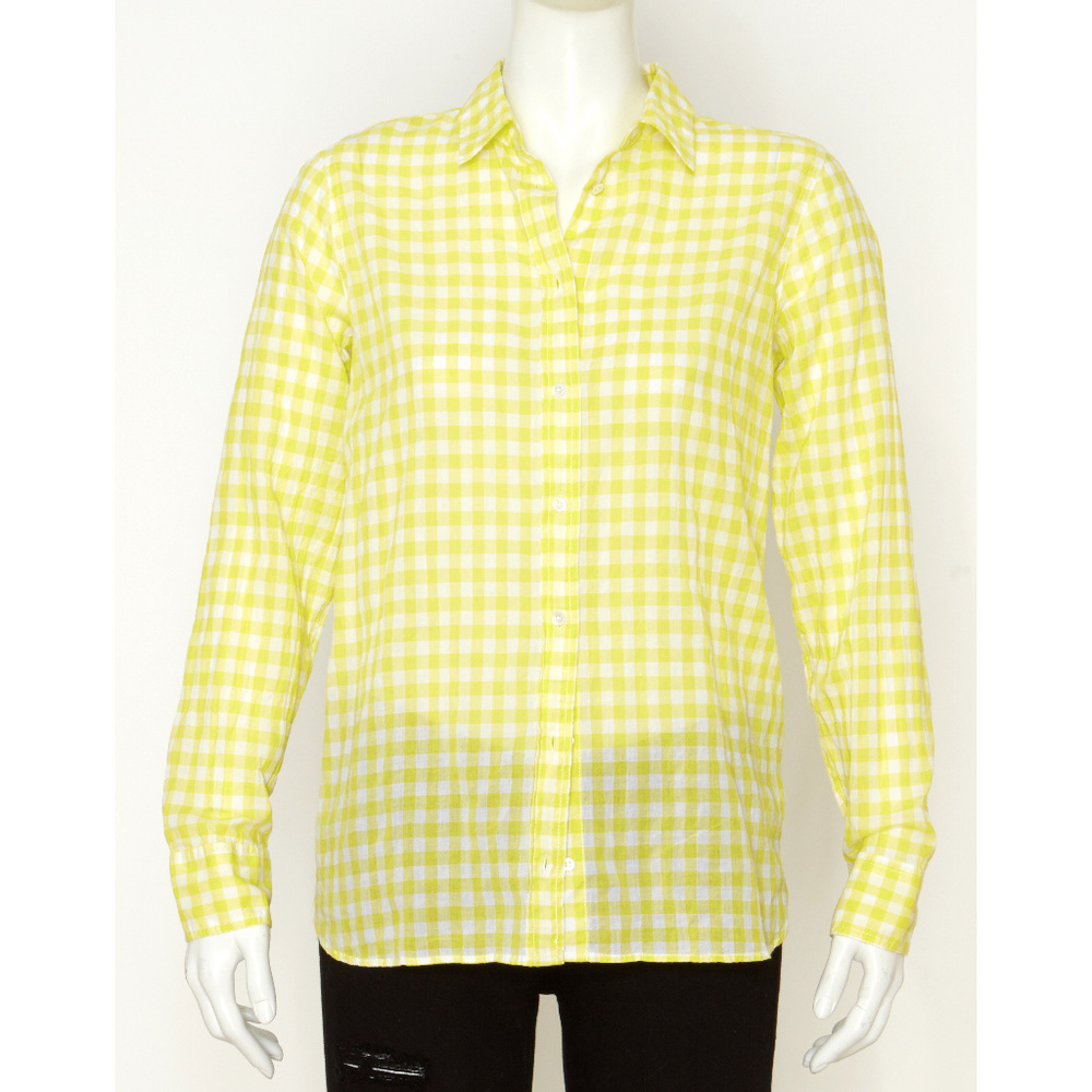 NWT J. Crew Chartruse Gingham Print Button Down